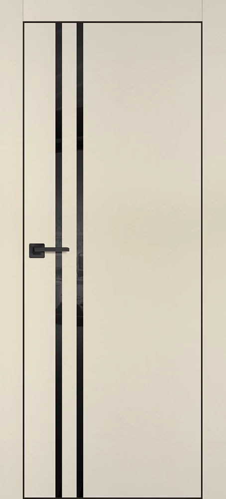 Фото Межкомнатная дверь PX-11  черная кромка с 4-х ст. Бежевый матовый