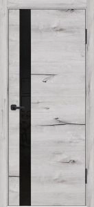 Межкомнатная дверь Лу-45 (арктик, черное стекло)